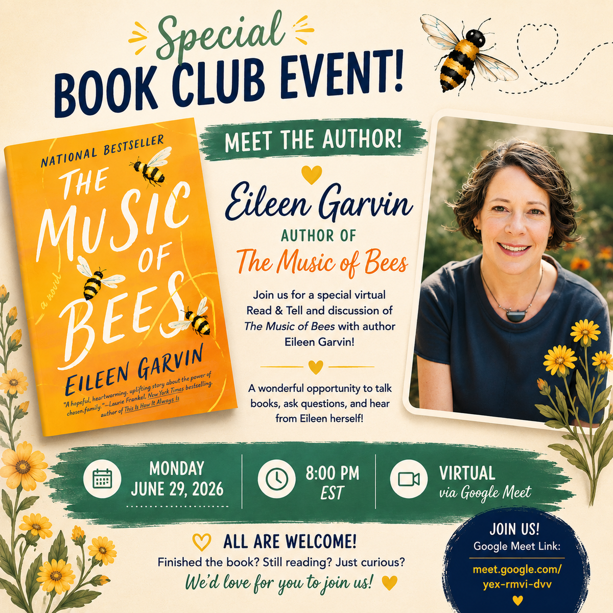 GVW Book Club: Meet Eileen Garvin, Author of The Music of Bees