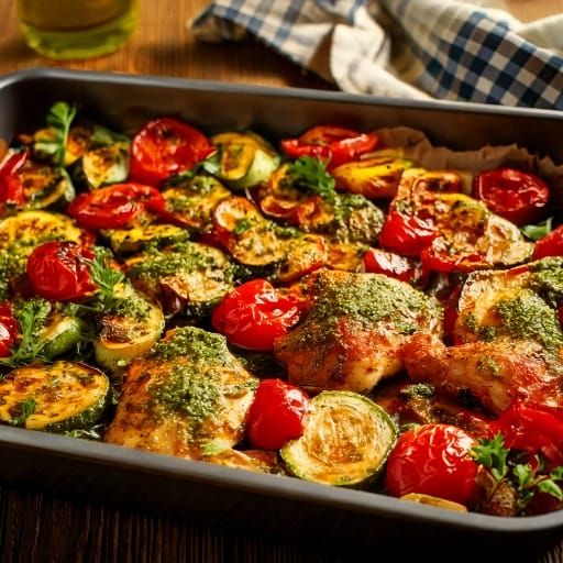 RECIPE: Good Vibes One-Pan Pesto Chicken & Veggies