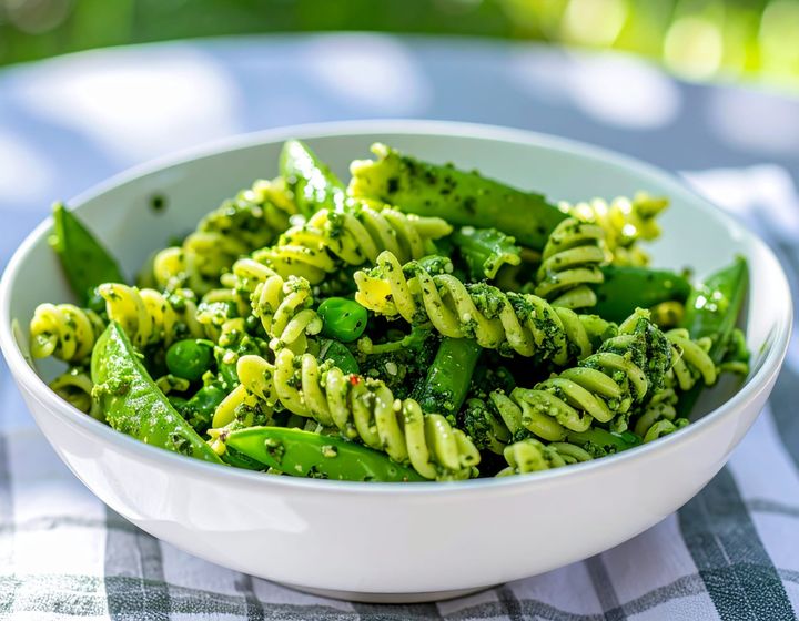 Good Vibes Pasta Salad with Pesto & Snap Peas
