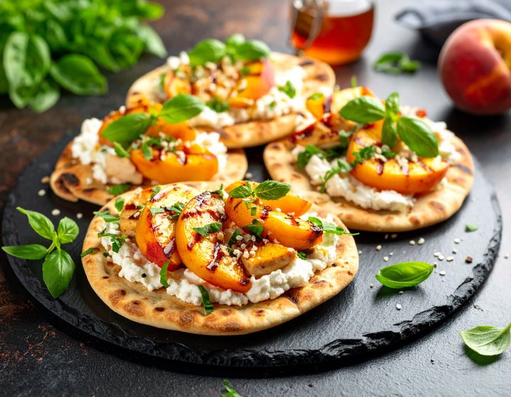 🍑 Good Vibes Grilled Peach & Chicken Flatbreads