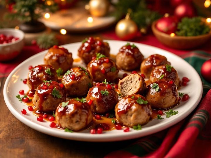 Good Vibes Pomegranate Glazed Meatballs
