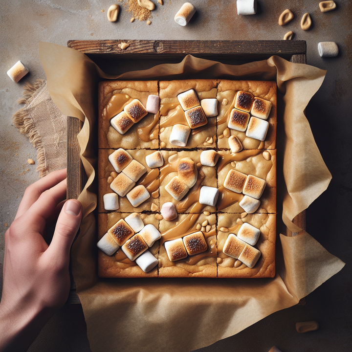 Good Vibes Toasted Marshmallow Peanut Butter Blondies
