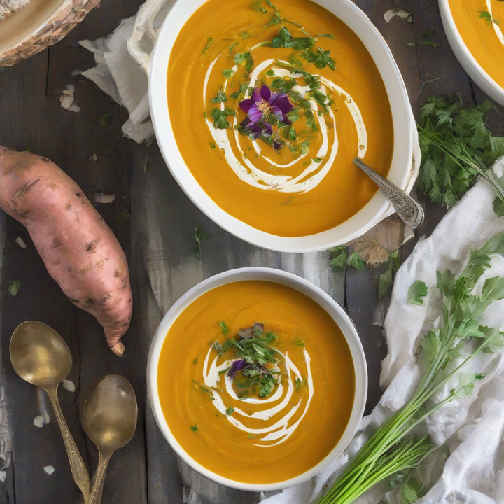 Good Vibes Springtime Sweet Potato and Leek Soup