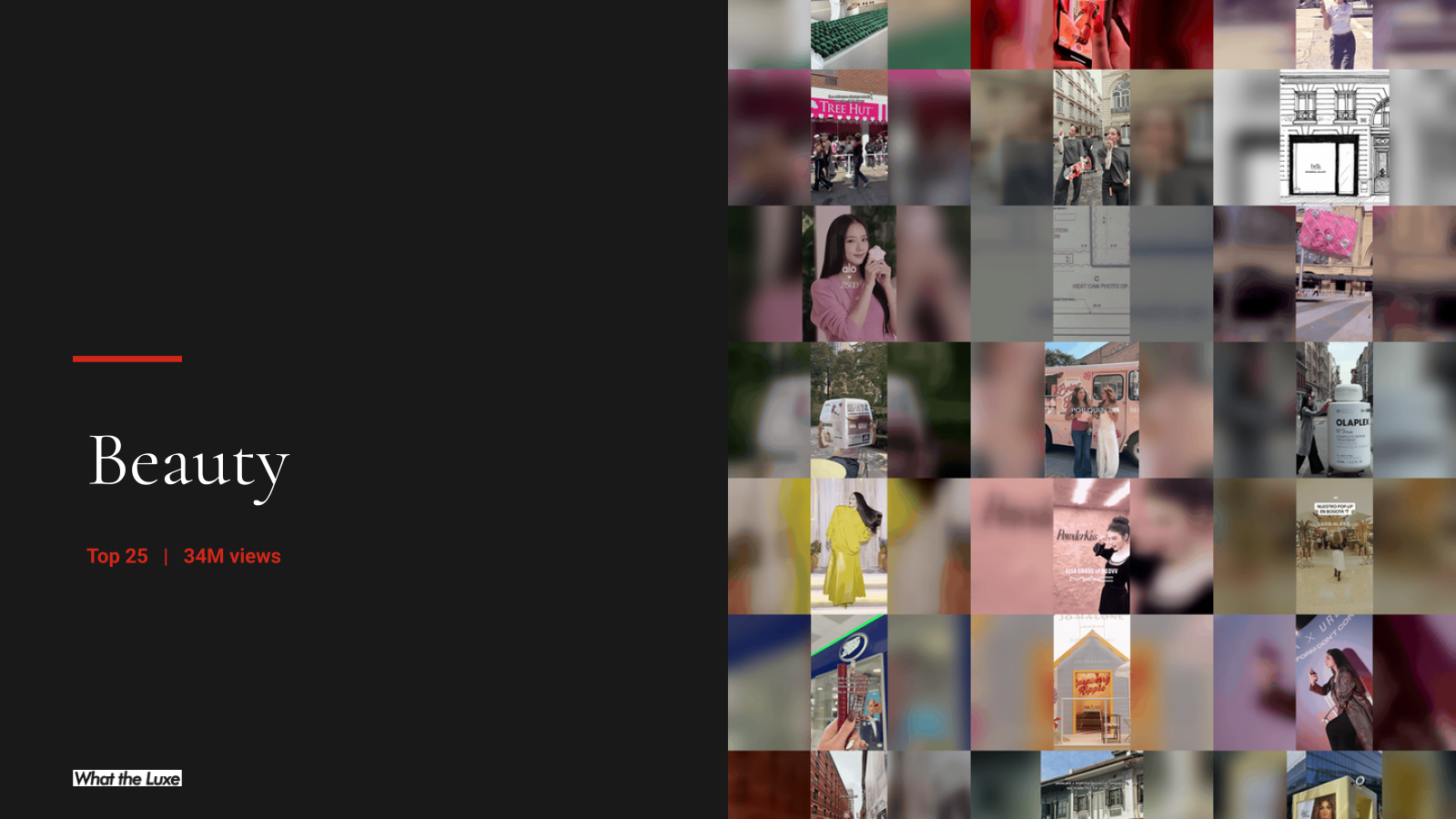 Each category opens with a divider, then the campaigns follow, one slide each with the video playing.