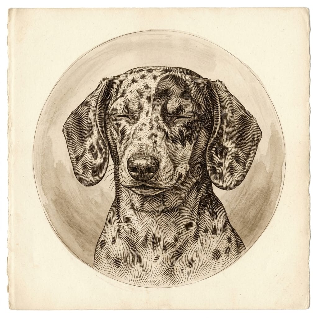 Engraved doxie pair portrait