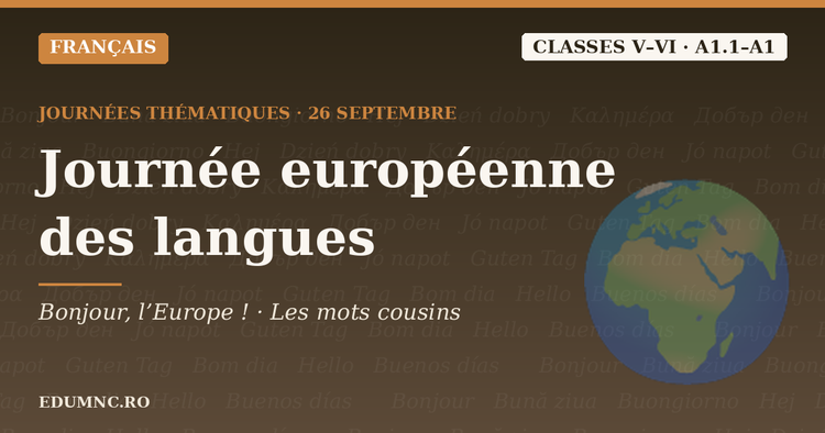 Journée européenne des langues — classes V–VI : «Bonjour, l’Europe !» et «Les mots cousins»
