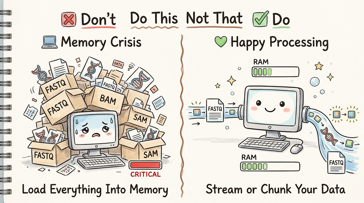 Bioinformatics Pipeline Engineering: Do This Not That: Large Files