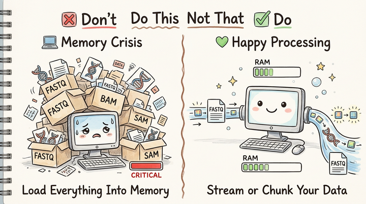 Bioinformatics Pipeline Engineering: Do This Not That: Large Files