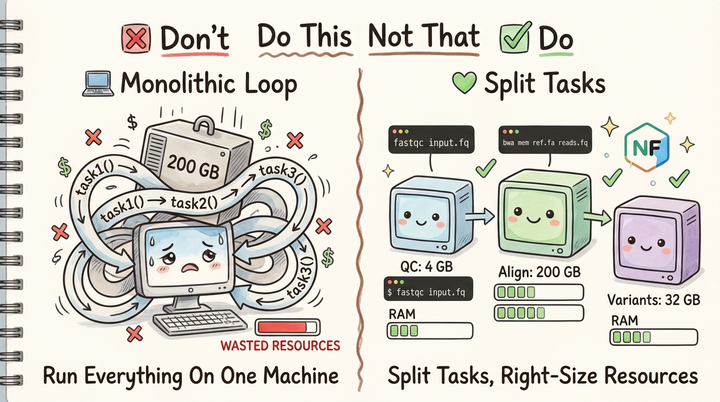 Bioinformatics Pipeline Engineering: Do This Not That: Split Tasks