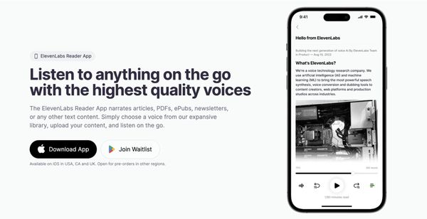 ElevenLabs Launches Reader, A Text-to-Audio App