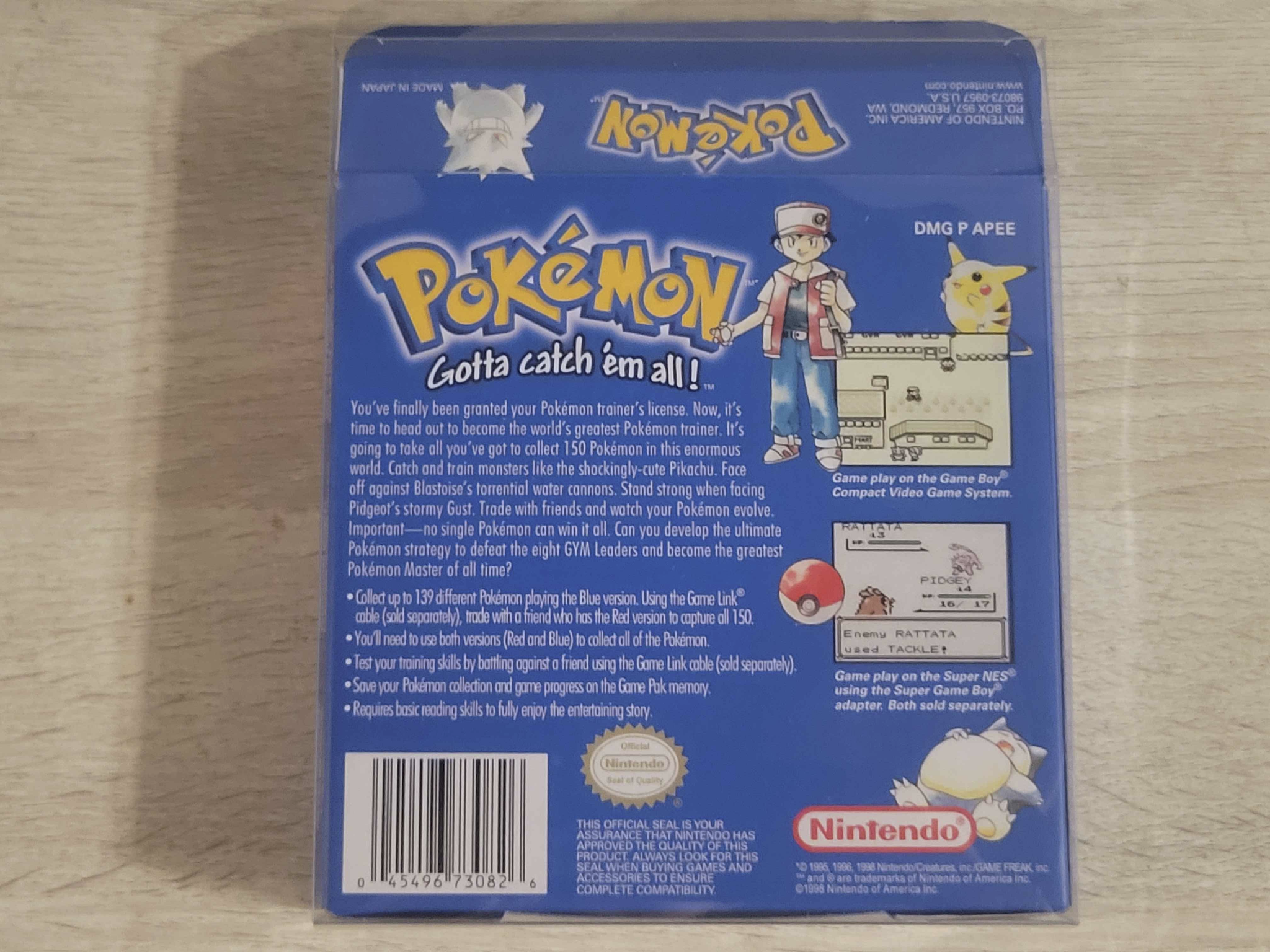 Pokémon Blue reproduction box rear