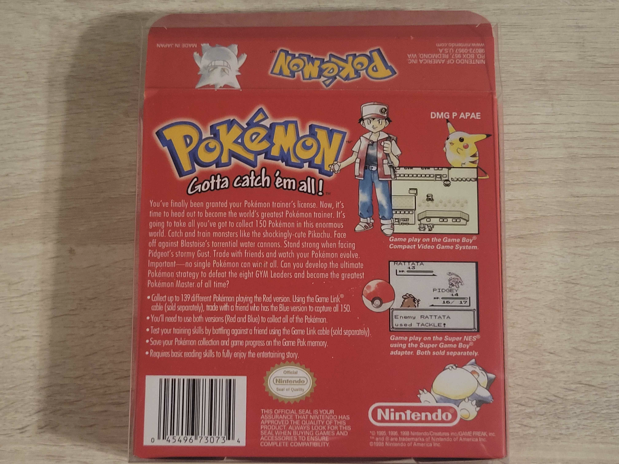 Pokémon Red reproduction box rear