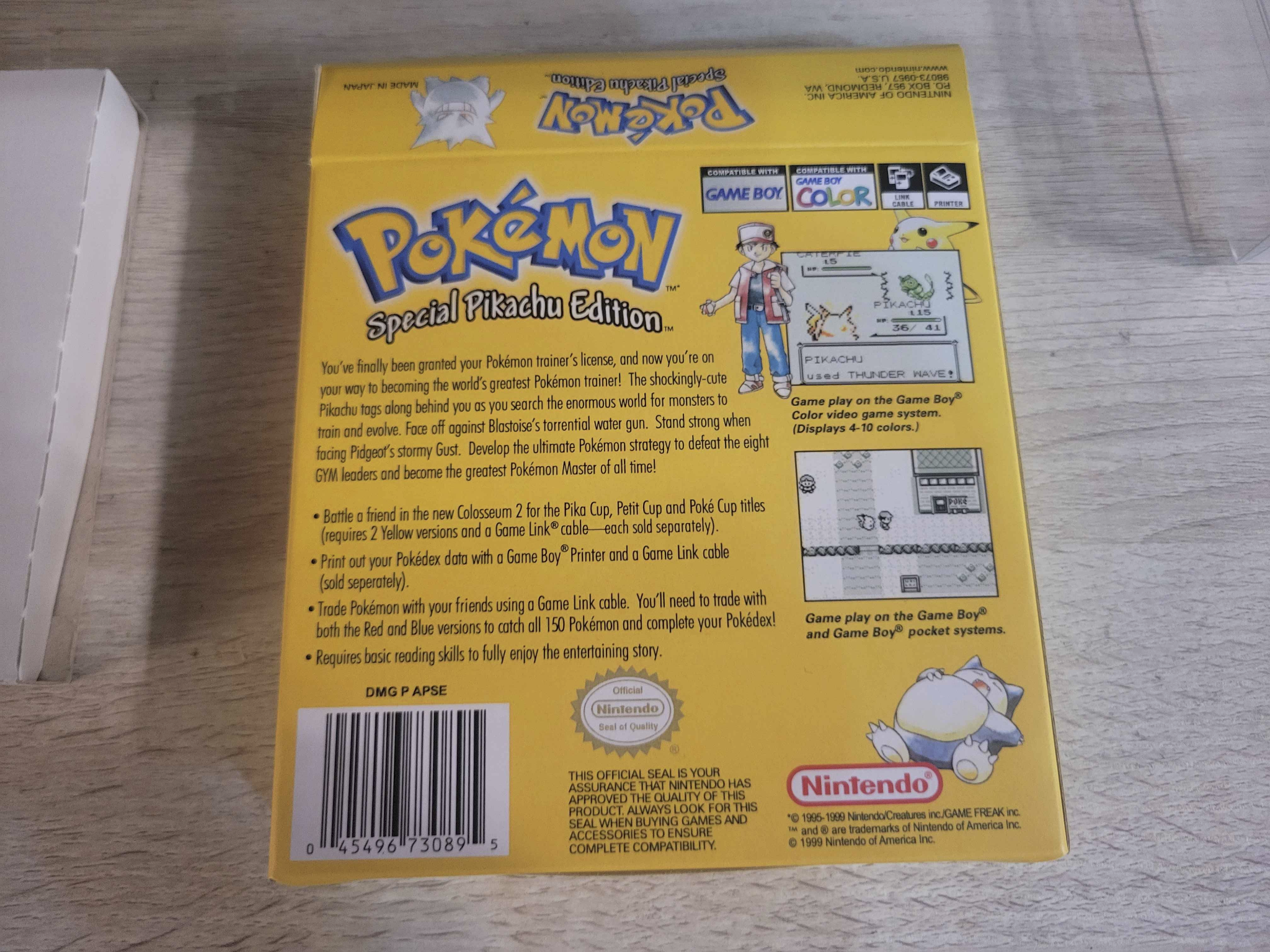 Pokémon Yellow reproduction box rear
