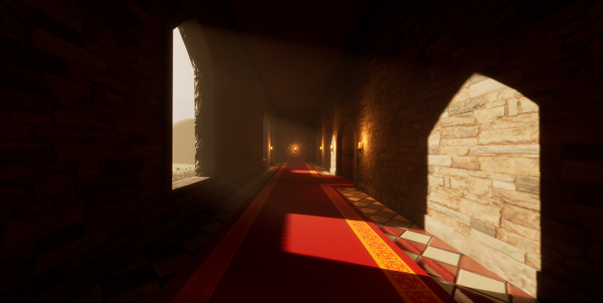 Castle corridor lighting and environment