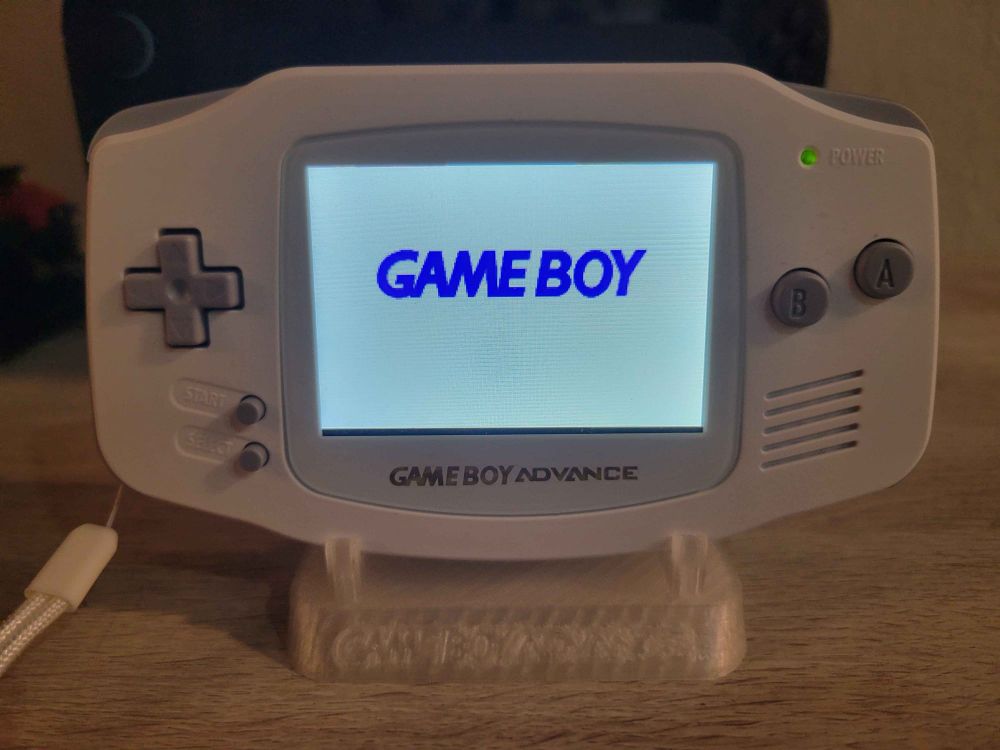 White Game Boy Advance powered on