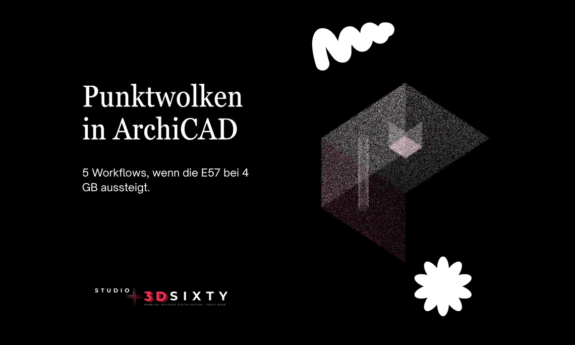 Schematische Darstellung einer Punktwolke aus einem 3D-Scan, die in ArchiCAD importiert wird