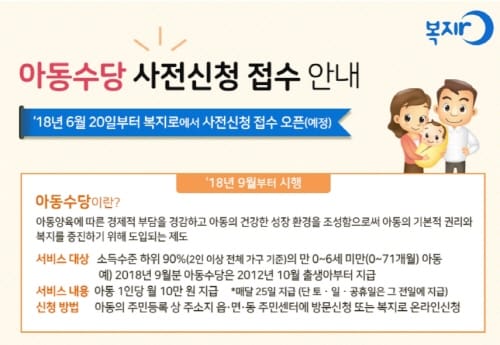 부여군, 20일부터 아동수당 신청접수 시작