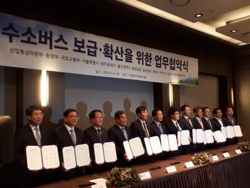 ‘수소버스 시범사업 성공 추진’ 맞손