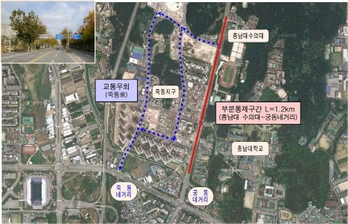 유성대로 도로구조 개선 공사 본격화