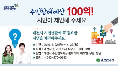 올해 주민참여예산 시민 공모사업비 100억 규모로 확대