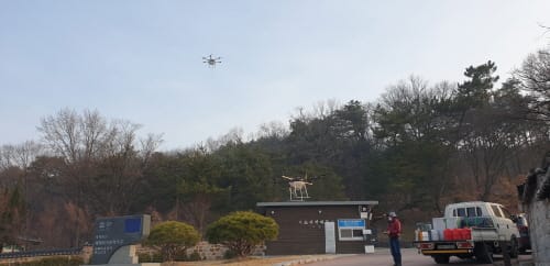 부여군, 소나무재선충병 드론방제 실시