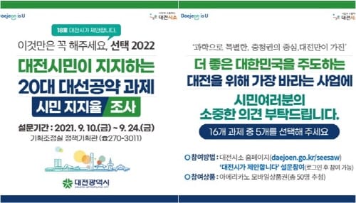 대전시민이 가장 지지하는 대선 공약 과제는?