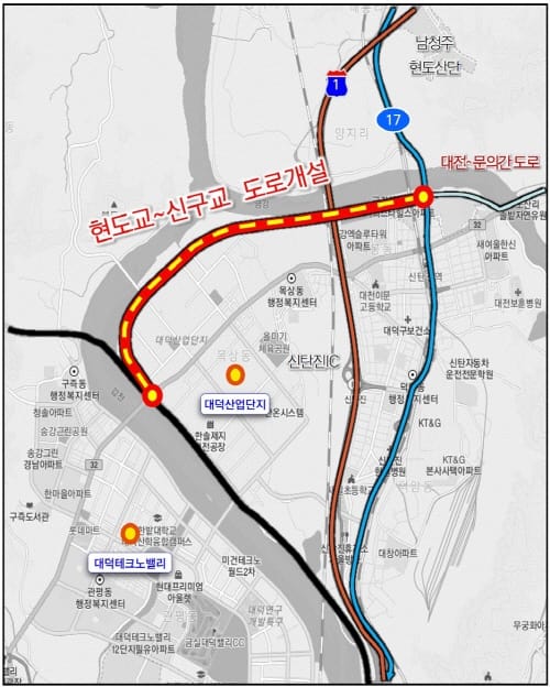 대전 신탄진지역 도로망 지도 바뀐다