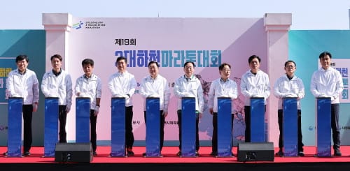 이장우 대전시장 제19회 3대하천마라톤대회 참가자 격려