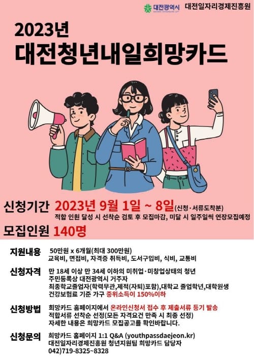 대전시, 미취업 청년 구직활동비 최대 300만 원 지원