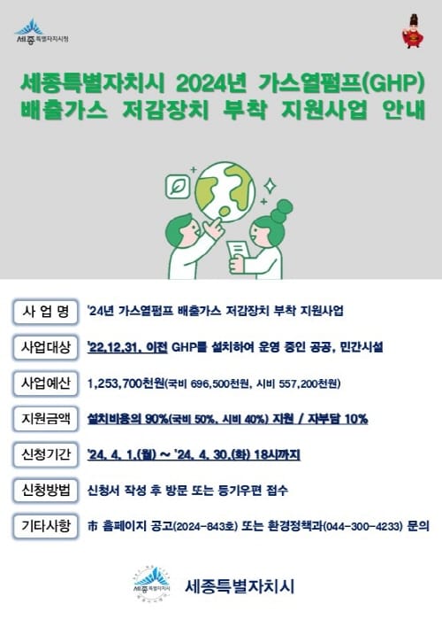 가스열펌프 배출가스 저감장치 최대 90% 지원