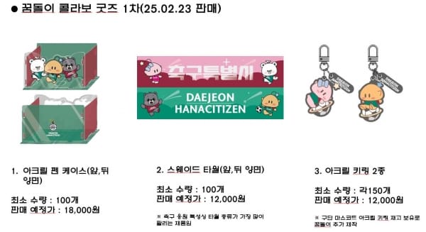 대전시-대전하나시티즌 콜라보 꿈돌이 굿즈 출시