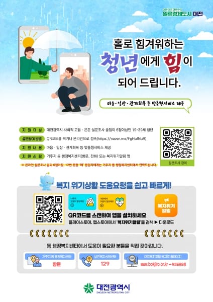 대전시, 청년 고독사 고위험군 발굴 5월까지 연장