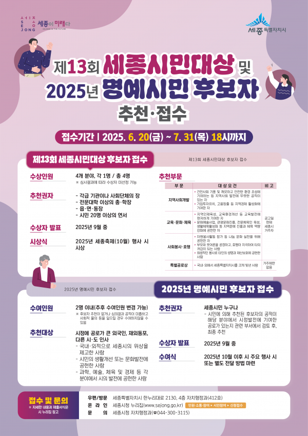 ＂세종의 미래 밝힌 시민을 찾습니다＂