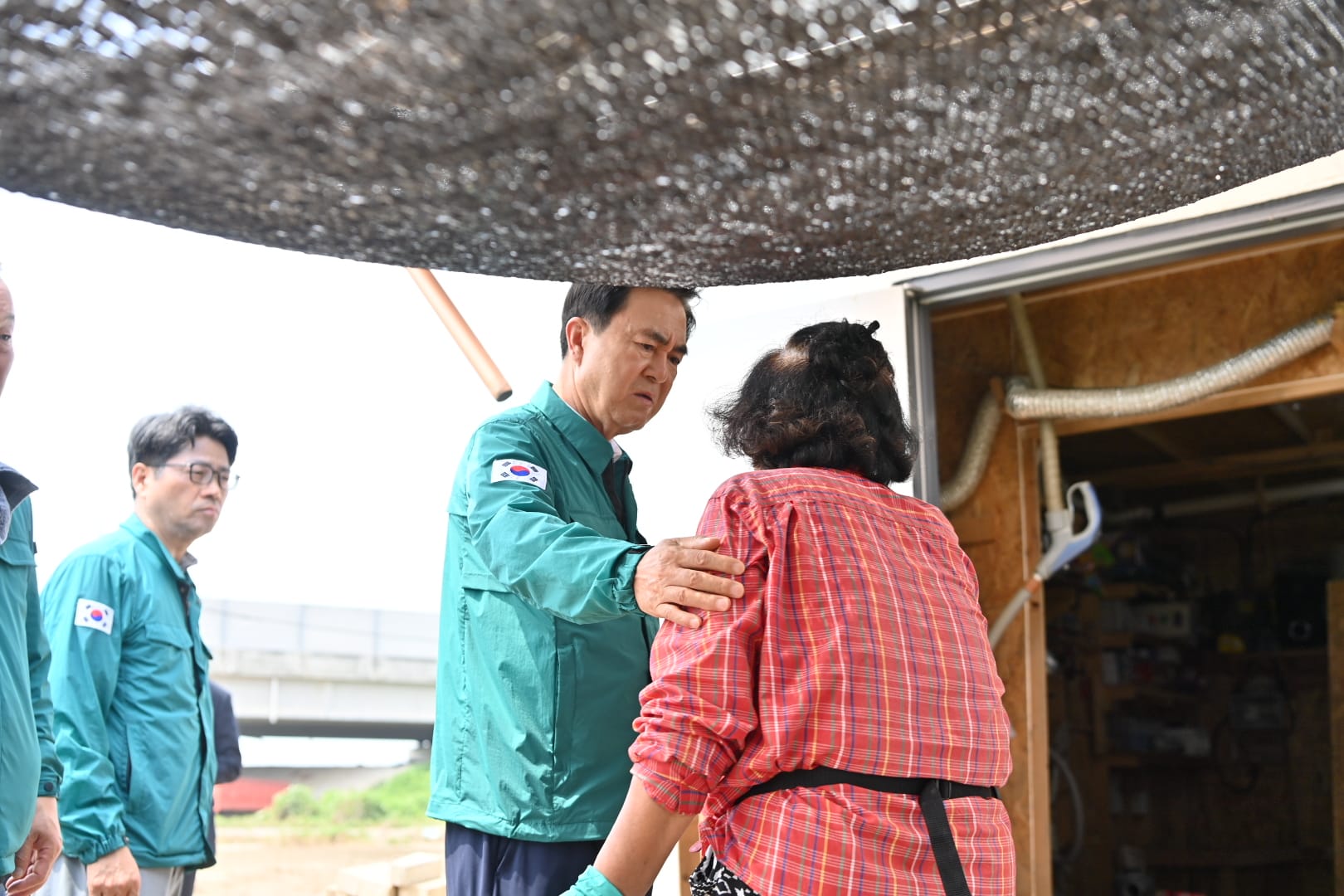 김태흠 지사, 수해복구 현장 및 임시대피소 점검