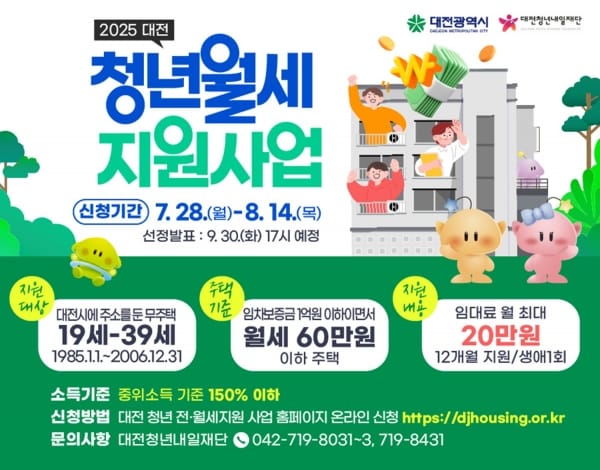 대전 청년 월세 지원사업 3,000명 모집
