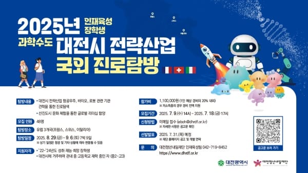 '세계에서 배우는 대전시 전략산업' 유럽 3개국 진로 탐방 프로그램 추진