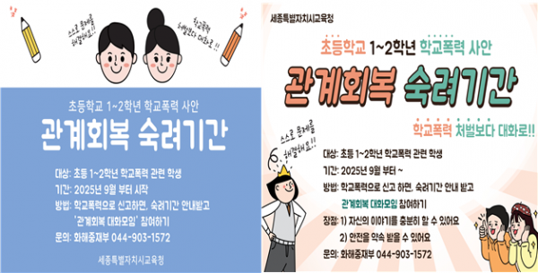 초등 1~2학년 학교폭력 사안의 ‘관계회복 숙려기간’ 전격 도입
