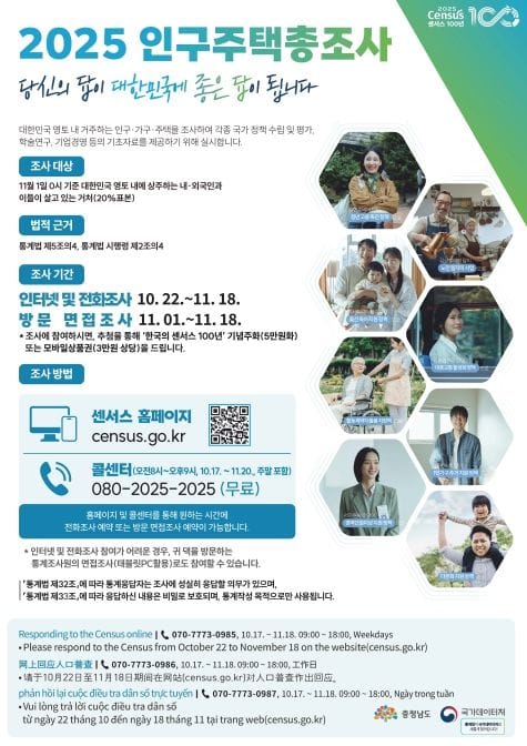 충남도, ‘2025 인구주택총조사’ 꼭 참여해 주세요!