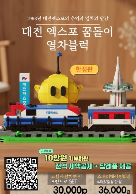 ‘대전 엑스포 꿈돌이 열차블럭’ 고향사랑기부제 답례품으로 등록