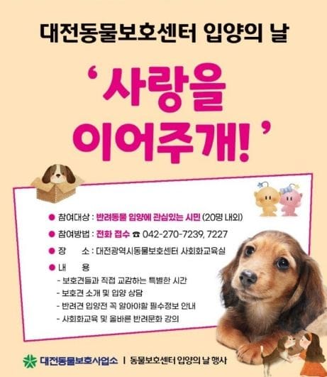 대전동물보호사업소 ‘유기동물 입양의 날’ 행사 개최