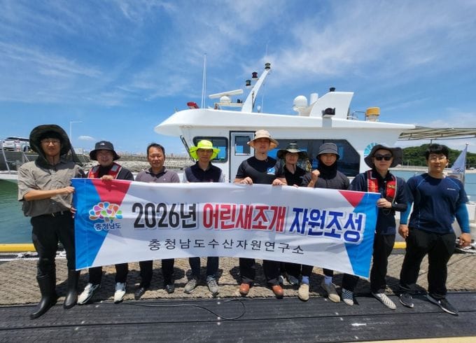 충남도 천수만에 어린 새조개 10만 마리 방류