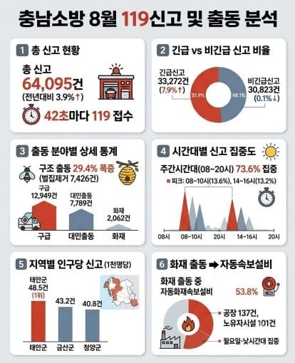 충남도 8월 119신고 10건 중 1건은 ‘벌집 제거’