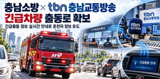 충남소방본부, ‘긴급차량 출동로 확보’ 충남교통방송과 함께 알린다