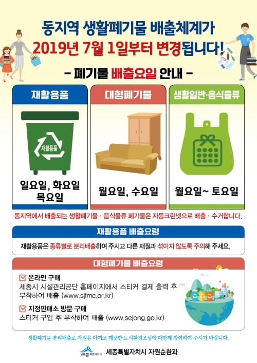 동(洞) 지역 대형폐기물·재활용 등 배출체계 변경 post image
