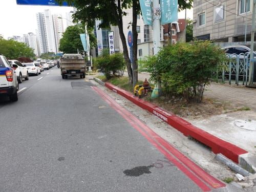 적색 도색이 있는 도로 주.정차 안돼요 post image