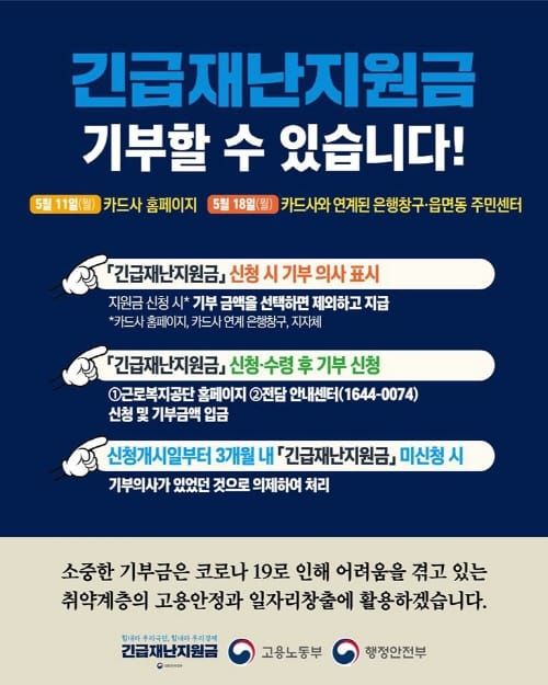 오늘부터 신용·체크카드 긴급재난지원금 신청 post image