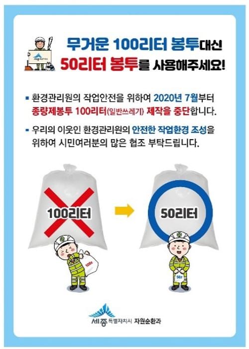 7월 말부터 종량제봉투 100L 제작·판매 중단 post image