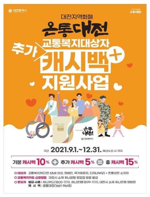 온통대전, 교통복지대상자에 최대 15% 캐시백 지급 post image