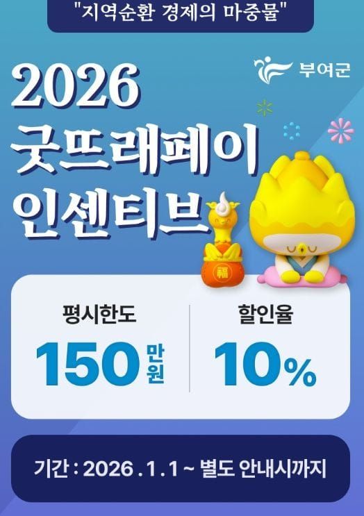 부여군, 2026년에도 굿뜨래페이로 지역경제 활성화 이어간다 post image