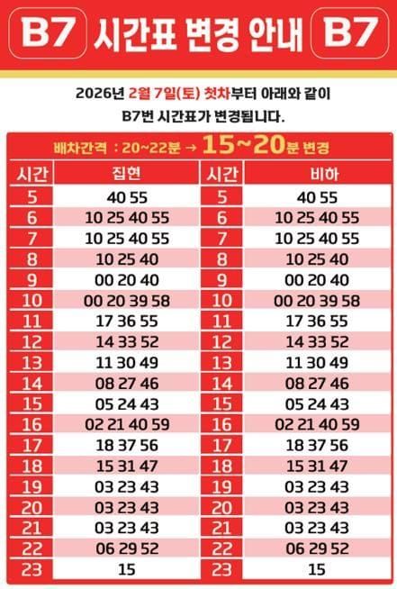 세종시, 기존 노선 효율화로 B7 광역버스 운행확대 post image